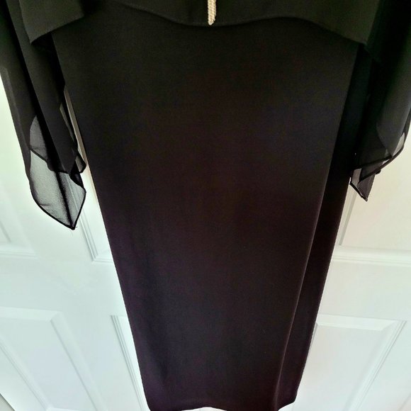 NWT Glamour Women's Evening Maxi Dress Chiffon Overlay Stretch Black Size 12 - Picture 10 of 13